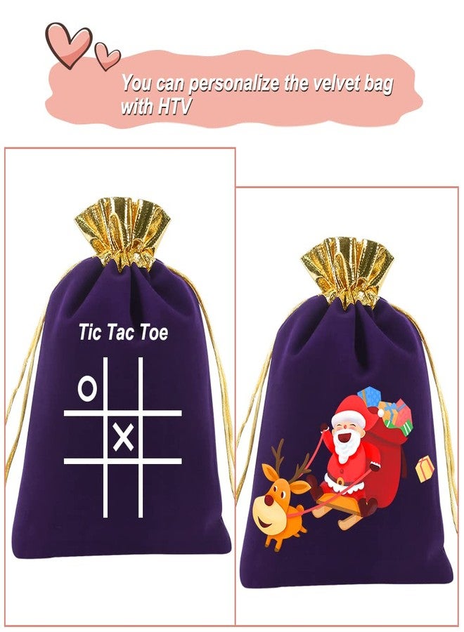 HRX Package 10pcs Velvet Bags with Drawstrings 5x7 inch, Purple Gold Cloth Jewelry Pouches Baggies Sacks for Small Gift Dice Party Favor - Image 5